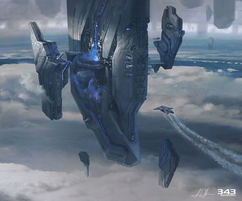 Halo 4 Art & Pictures,  Forerunner Spire Concept Forerunner Concept Art, Forerunner Halo Concept Art, Halo Forerunner Concept Art, Forerunner Halo, Futuristic Ship, Halo Forerunner, Flying Ships, Novel Game, Futuristic Space