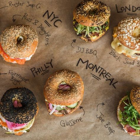 Bagel Catering Display, Bagel Box Ideas, Bagel Food Truck, Bagel Photography Food Styling, Bagel Shop Ideas, Bagel Shop Branding, Deli Food Ideas, Fancy Bagels, Bagel Shop Aesthetic