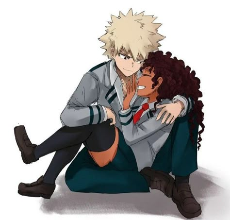 Bakugo X Black Y/n, Bakugou X Black Y/n, Ambw Anime, Black Yn, Mha X Yn, Interracial Art, Black Couple Art, Disney Characters Videos, Dope Cartoon Art