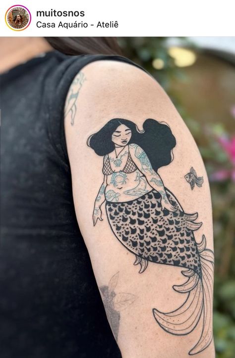 Thick Mermaid Tattoo, Neo Classical Tattoo, Fat People Tattoos, Lesbian Mermaid Tattoo, Cool Weird Tattoos, Mermaid Stomach Tattoo, Double Chest Tattoo, Chubby Mermaid Tattoo, Curvy Mermaid Tattoo