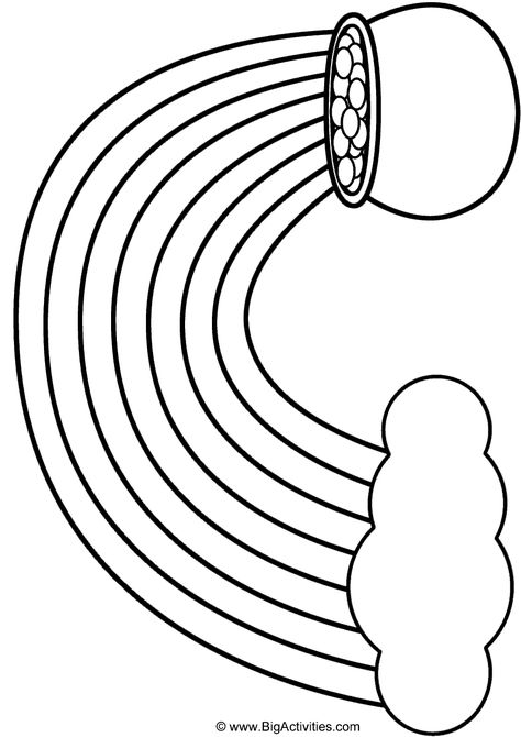 Rainbow, Pot of Gold, and Cloud (Landscape) - Coloring Page (Nature) St Patrick's Day Preschool Crafts, Leprechaun Coloring Pages For Kids, St Patricks Day Coloring Pages Preschool, St Patrick Day Crafts For Toddlers Easy, March Crafts For Kids Preschool, St Patrick’s Day Art Preschool, St Patrick’s Day Crafts Kindergarten, Preschool St Patricks Day Art, St. Patricks Day Craft