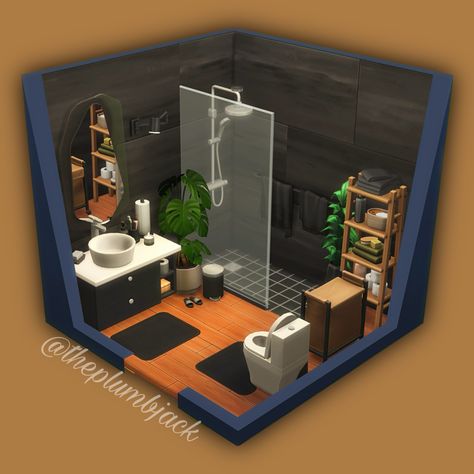 The Sims 4 Basement Ideas, Sims 4 Indoor Garden, Sims 4 No Cc Bathroom, Modern Bathroom Sims 4, Sims 4 Bathroom Layout, Sims 4 Small Bathroom Ideas, Sims 4 Bathroom Ideas Base Game, Sims 4 Small Bathroom, Sims Office Ideas