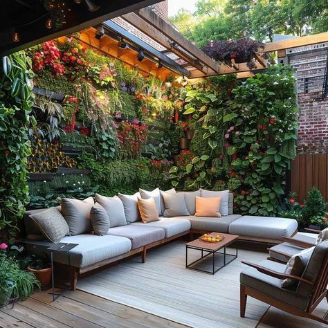 Backyard Patio Landscaping, Outdoor Deck Ideas, Garden Decorations Ideas, Garden Patio Ideas, Landscaping Around Patio, Garden Slabs, Columns Decor, Contemporary Garden Design, Modern Landscape Design