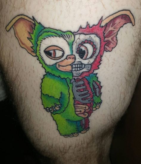 Zombie Tattoo Ideas, Gizmo Tattoo, Omega Tattoo, Zombie Tattoo, Flesh Tattoo, Tim Burton Tattoo, Zombie Tattoos, Monster Tattoo, Grim Reaper Tattoo