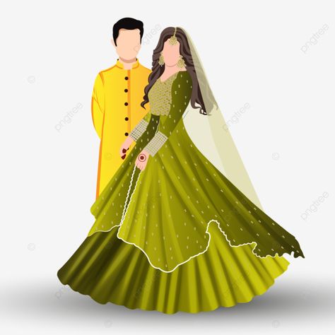 Mehendi Bride Illustration, Mehendi Couple Illustration, Mehendi Caricature, Mehendi Illustration, Haldi Caricature, Bride Caricature, Shadi Ideas, Shaadi Ideas, Couple Illustrations