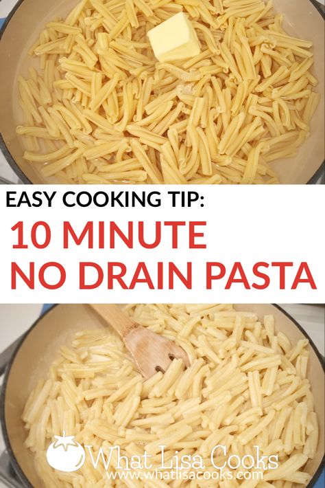 The BEST pasta hack ever - how to cook pasta in one pot in 10 minutes - no draining, no waiting for water to boil. No Drain Pasta, Homemade Cheese Pizza, Homemade Instant Oatmeal, Non Sandwich Lunches, Homemade Pizza Rolls, Lunch Packing, Lunch Ideas For Kids, Blueberry Breakfast Cake, Easy Homemade Pizza