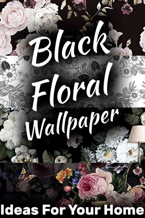 Black Bedroom With Wallpaper, Living Room Wallpaper Texture, Counter Laundry Room, Wallpaper Bedroom Feature Wall, Black Floral Wallpaper, Wallpaper Decor Ideas, Inspiration Bedroom Ideas, Wallpaper House Design, Dark Floral Wallpaper