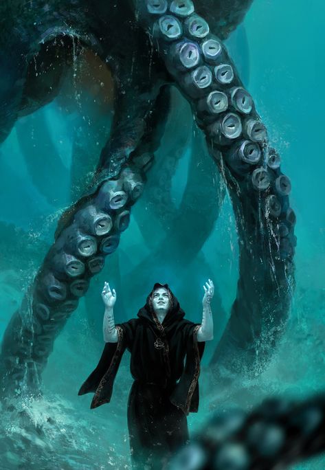 ArtStation - Cthulhu fhtagn, Svetlana Kostina Water Planet, Cthulhu Fhtagn, Lovecraft Art, Cthulhu Art, Call Of Cthulhu Rpg, Aquatic Creatures, Illustration Fantasy, Lovecraftian Horror, Eldritch Horror