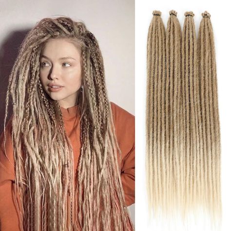 PRICES MAY VARY. ❤Dreadlock extensions are made from high-quality synthetic fibers with a soft, natural texture. ❤Package:24 inch,20 strands,one free crochet hook. ❤Features：Lightweight，Soft texture , No smell ,Durable, Nature looking,Pre-looped and save time. ❤Variable Styles: You can be mixed and matched freely to create your own style,Such: Hippie style, Reggae style,Hip-Hop style.Allows you to fully show your personality. ❤Sweet Tips:If you receive hair that is a little bent,simply use a hai Female Dreadlocks Styles, Dreads Styles For Women, Dreads Extensions, Blonde Dreadlocks, Crochet Braiding Hair, Blond Ombre, Ombre Blond, Crochet Dreads, Reggae Style