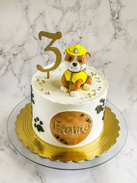 Tort urodzinowy, tort psi patrol Paw Patrol Cake Rubble, Rubble Cake Paw Patrol, Tort Psi Patrol, Rubble Paw Patrol Cake, Rubble Paw Patrol, Psi Patrol, Cake Kids, Paw Patrol Cake, Birthday Cake Kids