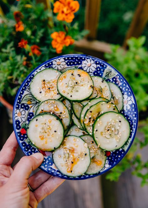 The Viral TikTok Cucumber Trend by @logagm | Well and Full | #recipe #vegan Tiktok Cucumber, Creamy Jalapeno Sauce, Viral Recipes, Creamy Jalapeno, Jalapeno Sauce, Calabrian Chili, Superfood Recipes, Hot Honey, Nourishing Foods