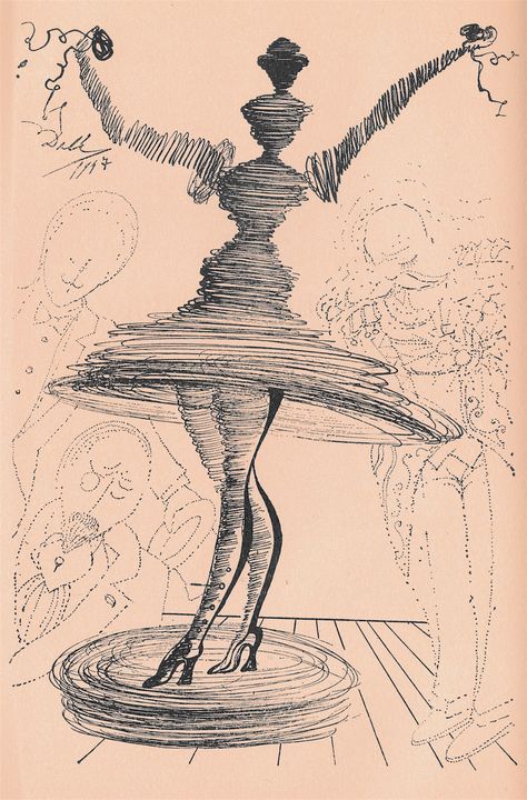 Salvador Dali's Illustrations for the 'Little Napoleon of Showmanship' Billy Rose's Autobiography - Flashbak Surrealist Illustration, Stage Theatre, Salvador Dali Paintings, Salvador Dali Art, Dali Paintings, Automatic Drawing, Dali Art, Arte 8 Bits, Large Art Prints