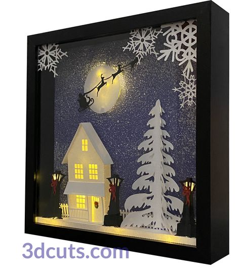 Christmas Svg Free, Deep Shadow Box, Village Christmas, Christmas Shadow Boxes, Silhouette Design Studio, 3d Shadow Box, Christmas Villages, 3d Christmas, Christmas Store