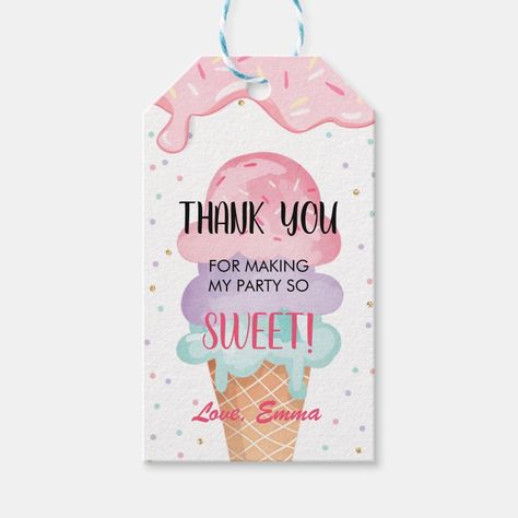 Ice Cream Favor Tags Birthday Pink Girl Ice Cream Editable Blank Ice Cream Favor, Ice Cream Birthday Party Theme, Ice Party, Pink Ice Cream, Ice Cream Birthday Party, Ice Cream Theme, Custom Ribbon, Ice Cream Birthday, Label Tag