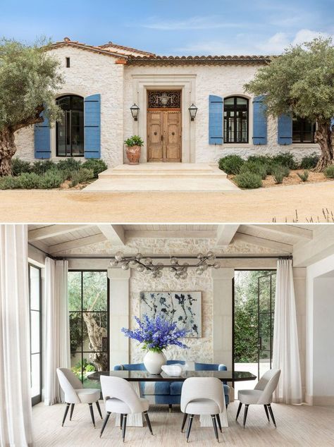 Luxury Home with French Country Style Architecture - Newport Beach, California French Coastal Style, French Beach House, French Country Coastal, French Coastal Decor, Country Style Architecture, Coastal French Country, French Mediterranean, Beach Houses Architecture, Stone Villa