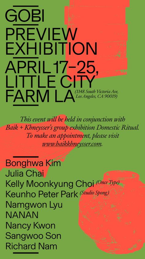 GOBI Preview Exhibition poster - Fonts In Use City Farm, Poster Fonts, Art Exhibition Posters, Digital Poster, Art Basel, Contemporary Art Gallery, Exhibition Poster, Basel, Digital Invitations