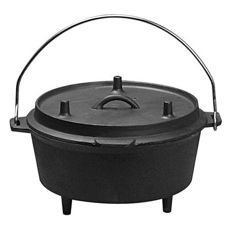 Universal Housewares PreSeasoned Cast Iron Camping 5Quart Dutch Oven >>> Click on the image for additional details.  This link participates in Amazon Service LLC Associates Program, a program designed to let participant earn advertising fees by advertising and linking to Amazon.com. Camping Dutch Oven, Camping Kettle, Dutch Oven Camping, Camping Snacks, Seasoning Cast Iron, Fruit Cobbler, Dutch Oven Cooking, Cast Iron Dutch Oven, Campfire Cooking