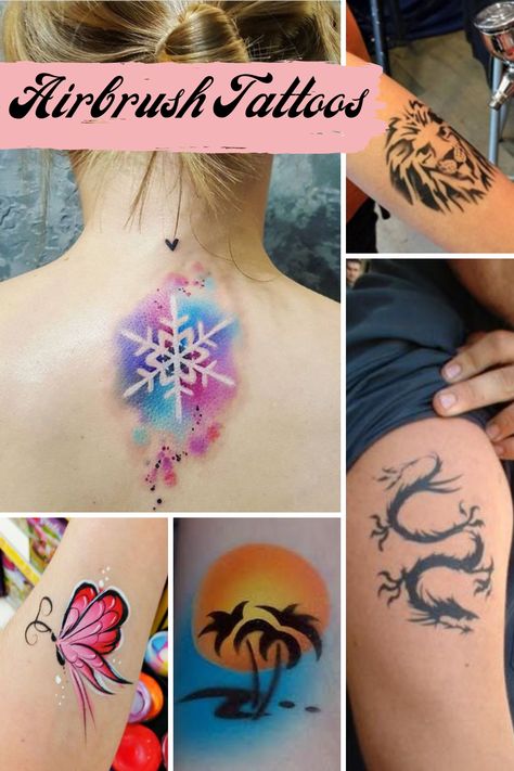 What Is An Airbrush Tattoo - TattooGlee Airbrush Tattoo Ideas, Airbrush Tattoo Stencils, Air Brush Tattoo, Airbrush Body Art, Airbrush Tattoo Designs, Airbrush Body Painting, Air Brush Art, Airbrush Face Painting, Spray Tattoo