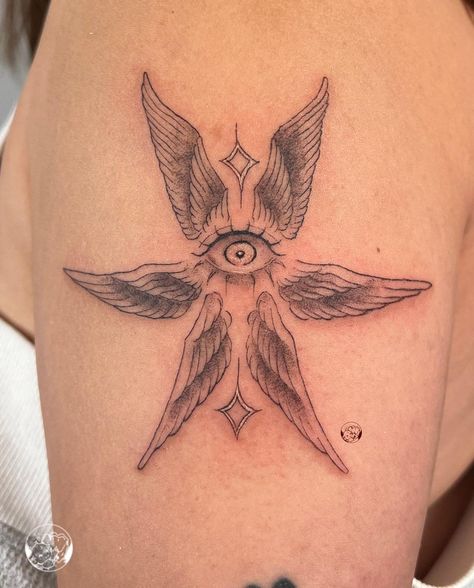 Seraphim Angel Tattoo Design, Seraphim Angel Tattoo, Accurate Angel Tattoo, Biblically Accurate Angel Tattoo, Seraphim Tattoo, Angle Tattoo, Epic Tattoo, Illustration Tattoo, Witch Tattoo