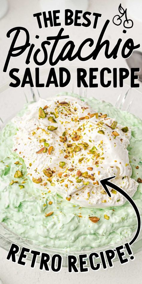 This vintage pistachio salad is packed with pudding and tropical fruit flavors to create the perfect dessert fluff salad. Pineapple Pistachio Fluff, Pistachio Pineapple Fluff, Pistachio Dessert Salad, Fruit And Pudding Desserts, Pistachio Salad Pineapple, Fall Jello Salad Recipes, Pudding Salad Recipes, Pudding Salads, Pistachio Fluff Salad