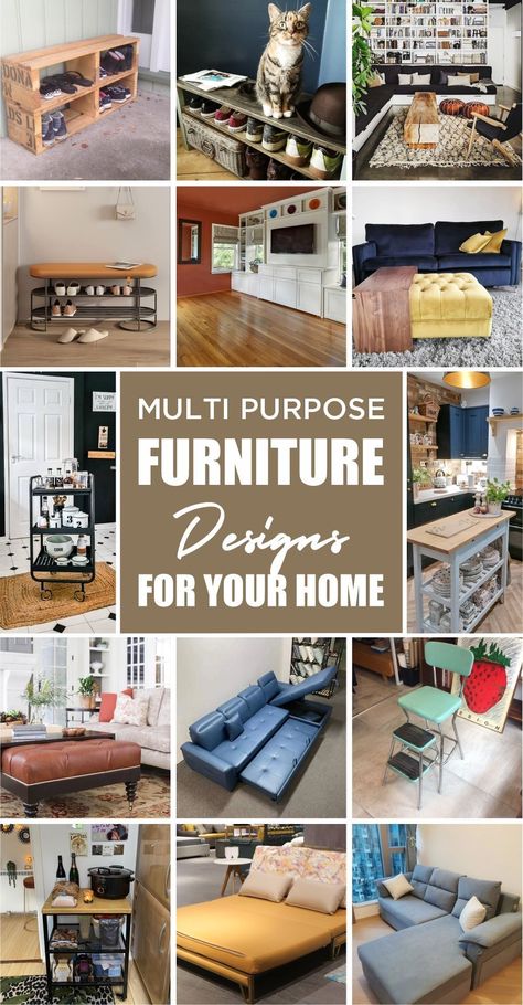 If you live in a small space or apartment, multi purpose furniture is a great idea. Luckily, there are many creative ways to incorporate these pieces into your home. They can help you maximize your space and make storage, entertaining, and relaxing much easier. Some of them we mention below. #furnitureideas #multipurposefurnitureideas #multifunctionfurnitureideas Multi Function Room Ideas Small Spaces, Small Multi Purpose Room Ideas, Multiple Use Furniture, Multiple Purpose Furniture, Easy To Move Furniture, Diy Modular Furniture, Multi Functional Furniture For Small Spaces, Diy Multipurpose Furniture, Multifunctional Furniture Design Ideas