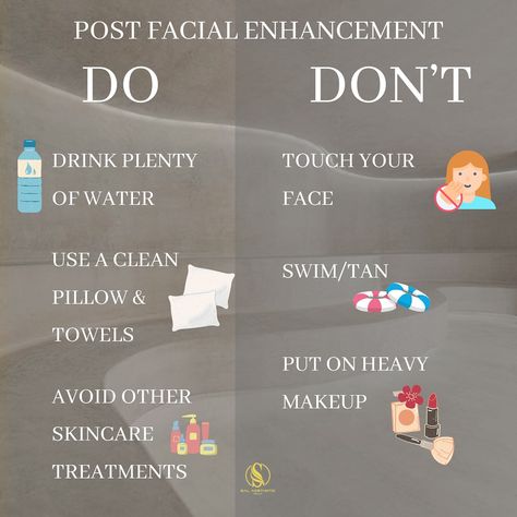 Post-facial enhancement care is key to getting the best results! Here are some simple dos and dont’s to keep in mind for a smooth recovery. Hydrate, keep things clean, and avoid touching or putting on heavy makeup. Your skin deserves the best aftercare! #salaestheticclinic #facialenhancement #facial #enhancement #skincare Hydrafacial Benefits, Hydrodermabrasion Facial, Facial Aftercare Instructions, Why Facial Is Important, Hydrotherapy Benefits, Hydra Facial Benefits, Heavy Makeup, Aesthetic Clinic, Skin Care Treatments