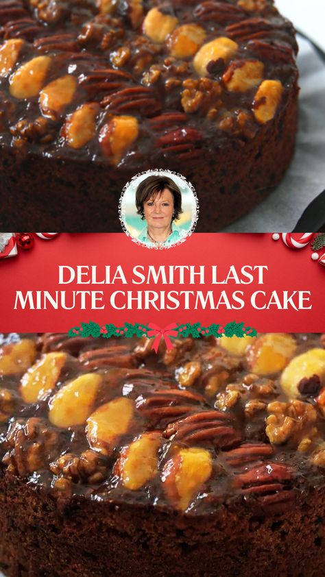 Delia Smith Last Minute Christmas Cake Dark Christmas Cake Recipe, Last Minute Christmas Cake, Delia Smith Recipes, Delia Smith Christmas Cake, Brazil Nut Recipes, British Christmas Desserts, British Food Traditional, Christmas Cake Recipe, Delia Smith