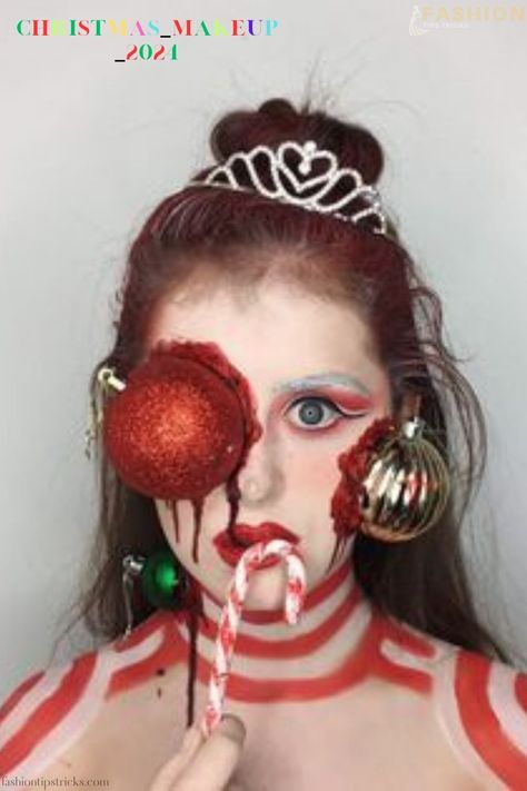 Special Effects Makeup Ideas Gore, Christmas Special Fx Makeup, Christmas Gore Makeup, Christmas Sfx Makeup Ideas, Horror Christmas Makeup, Sfx Christmas Makeup, Creepy Christmas Makeup, Christmas Horror Makeup, Scary Christmas Makeup