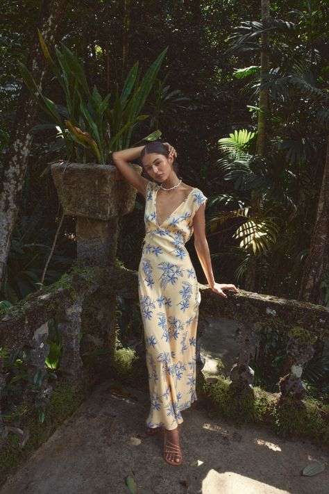 Sunlit Isle Bias Cut Maxi Dress Iris – VRG GRL Dressy Casual Dresses Wedding, Casual Boating Outfit, Tropical Wedding Guest Outfit, Church Wedding Outfit Guest, 2024 Wedding Guest Trends, Summer Cocktail Outfit, Dressy Casual Wedding Attire, Tropical Outfits For Women, Wedding Guest Short Dress