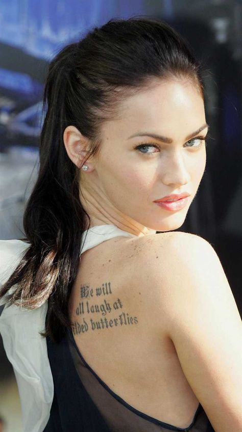 Megan Fox at 'Transformers' at Carriageworks Sydney Press Conference - HD Photos Megan Fox Tattoo, Rose Tattoo Black, Megan Fox Hair, Girl With Tattoos, Megan Fox Pictures, Megan Fox Photos, Megan Denise Fox