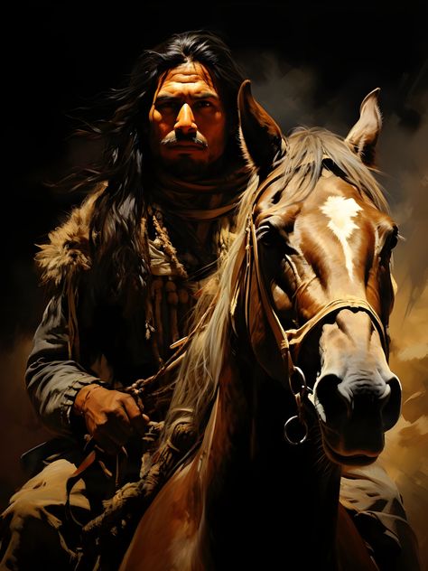 Warrior On Horse, Comanche Warrior, Conan The Barbarian, Digital Portrait, Decor Wall Art, Decor Wall, High Definition, Native American, Home Decor Wall Art