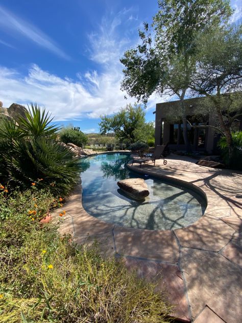 Arizona, oasis, paradise, nice, beautiful, happy, perfect, dessert, pool, aesthetic, home inspo, vibes, vibe, home, backyard, mountain, tree, sun, natural light, nature, beauty Arizona Architecture, Arizona Aesthetic, Pool Aesthetic, Arizona Living, Home Backyard, Mountain Tree, Arizona House, Home Inspo, Aesthetic Home