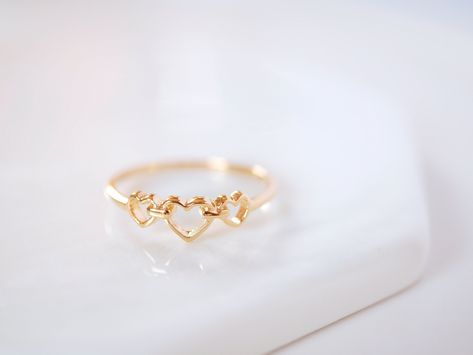 Excited to share this item from my #etsy shop: Triple Heart Ring, Heart Ring Heart Rings, Love Ring Gold Heart Ring, Sterling Silver Ring, Heart Jewelry, Dainty Ring, Valentine's Day Gift Love Ring Gold, Cute Promise Rings, Heart Rings, Triple Heart, Gold Heart Ring, Trendy Jewerly, Silver Gold Jewelry, Etsy Ideas, Ring Heart