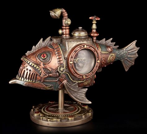 Steampunk Fish Steampunk Kunst, Anubis Statue, Steampunk Shop, Steampunk Inspiration, Steampunk Animals, Steampunk Artwork, Pagan Goddess, Art Steampunk, Norse Goddess