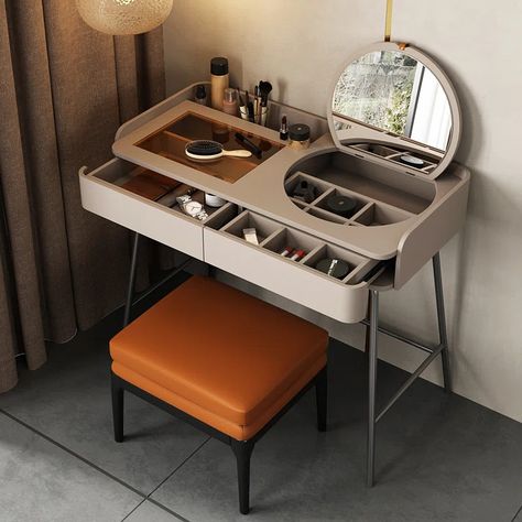 Orren Ellis Konni Vanity & Reviews | Wayfair Hidden Vanity Table, Vanity With Flip Up Mirror, Hidden Vanity, Cleaning Cabinets, Makeup Stool, Dressing Table Storage, Dresser Desk, Vanity Benches, Dressing Table Desk