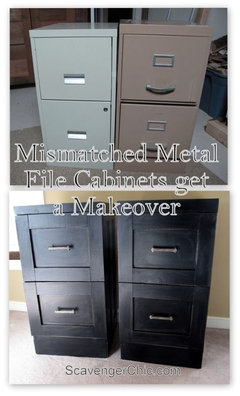 File Cabinet Makeover, Old Desks, Metal Filing Cabinet, File Cabinets, Filing Cabinets, Big Desk, Cabinet Makeover, Office Crafts, Diy Interior