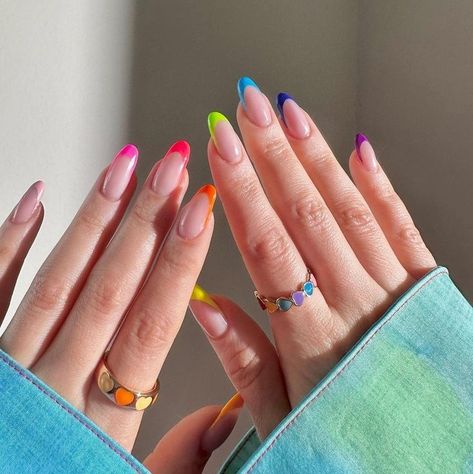 French Nail, Nail Idea, French Tip Nails, French Nails, Nail Tips, Multi Color, Nail Art, Nails, Makeup