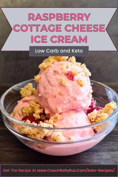 High Protein Raspberry Cottage Cheese Ice Cream Recipe: Keto Raspberry Cottage Cheese, Cottage Cheese Ice Cream Recipe, Raspberry Cottage, Cottage Cheese Dessert Recipes, Low Carb Ice Cream Recipe, Creme Fraiche Recipes, Cottage Cheese Ice Cream, Keto Mug Bread, Cottage Cheese Recipes Healthy