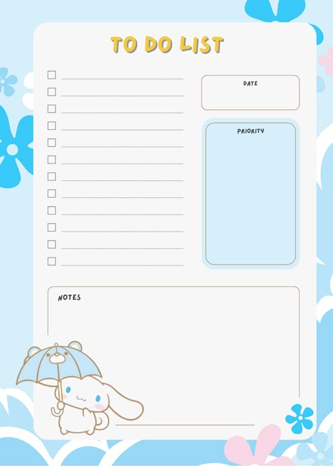 Cinnamoroll Memo Pad Printable, Kawaii To Do List Template, Sanrio School Schedule, Sanrio To Do List Template, Kawaii Planner Printables Free, Sanrio To Do List, Hello Kitty To Do List, Sanrio Schedule, To Do List Wallpaper