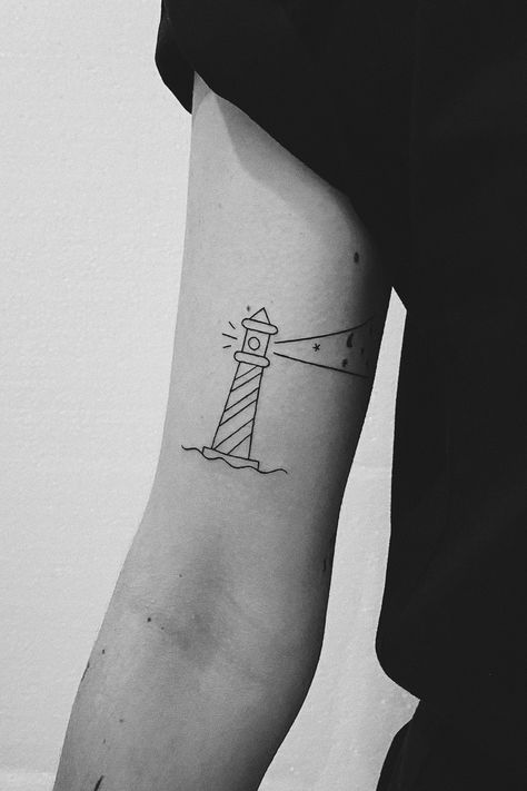 #lighthouse #lighthousetattoo #mininal #minimaltattoo #stattoo #smalltattoos #lines #line #fineline #lineworktattoo #dynamicblack #thessaloniki #inked #ink #inkedgirl #bishoprotary | By Yannis Steiakakis | Mar 18th 2020 | 1322760 Lighthouse Tattoo Simple, Minimalist Lighthouse Tattoo, Small Lighthouse Tattoo, Lighthouse Tattoo Meaning, Lighthouse Tattoos, Tattoo Writing Fonts, Tattoo Word Fonts, Font Tato, Small Sister Tattoos