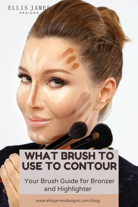 Makeup Contouring And Highlighting, Highlight And Bronzer Guide, Contour Brush Guide, Brushes For Contouring, Contouring Brushes, Highlighter Contour Guide, Contoured Makeup, How To Find The Right Contour Shade, Contour Blush Highlight