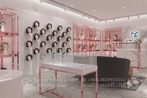 Bespoke Wig Display Lana Hair, Wig Display, Salon Suites Decor, Wig Shop, Hair Stores, Salon Suites, Wig Store, Salon Interior Design, Display Furniture