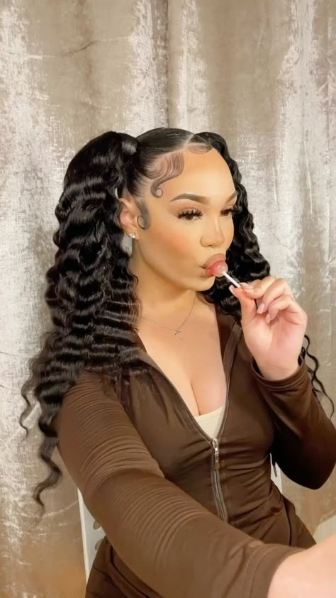 Sleek Ponytail Hairstyles, Straight Bundles, Crimped Hair, Slick Hairstyles, Hair Ponytail Styles, Dope Hairstyles, Hoco Hair Ideas, Ponytail Styles, Sleek Hairstyles