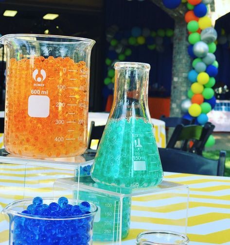 Science Lab Decorations, Science Themed Party, Science Birthday Party Ideas, Scientist Birthday Party, Mad Scientist Birthday, Themed Birthday Party Ideas, Scientist Birthday, Mad Science Party, Mad Scientist Party