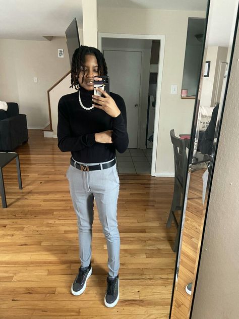 Turtle Neck Homecoming Men, Homecoming Outfits Studs, Prom Outfits For Studs, Stud Lesbian Prom Outfits, Tomboy Homecoming Outfits, Stud Hoco Outfits, Stud Homecoming Outfits, Black Boy Homecoming Outfit, Masc Hoco Fit