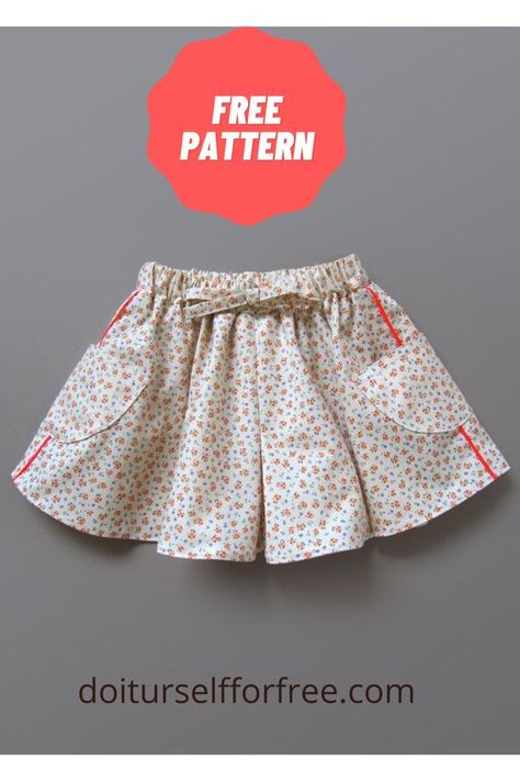 Sewing Patterns For Kids Clothes, Free Kids Sewing Patterns, Kids Shorts Pattern, Kids Sewing Patterns Free, Toddler Clothes Patterns, Girls Sewing Patterns, Skort Pattern, Shorts Pattern Free, Baby Dress Tutorials