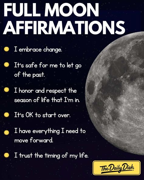 37 Full Moon Affirmations For Embracing Change - The Daily Dish Moon Affirmations, Full Moon Affirmations, Full Moon Affirmations Money, Capricorn Full Moon Affirmations, Full Moon Release Affirmations, Full Moon Lunar Eclipse Affirmations, Full Moon Eclipse, Aquarius Full Moon Affirmations, Moon Date