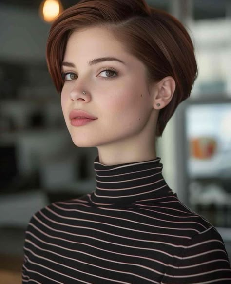 Trendy We Fryzurach, Short Hairstyle Women, Long Face Shapes, Short Red Hair, Long Face Hairstyles, Short Hair Cut, Hair Inspiration Short, Hair Cuts For Women, Short Hair Color