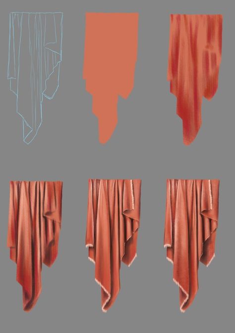 Fabric Digital Art Tutorial, Person Wrapped In Blanket Reference, Drapery Drawing, Fabric Drawing, Concept Art Tutorial, Digital Painting Techniques, Texture Drawing, Painting Art Lesson, Digital Painting Tutorials