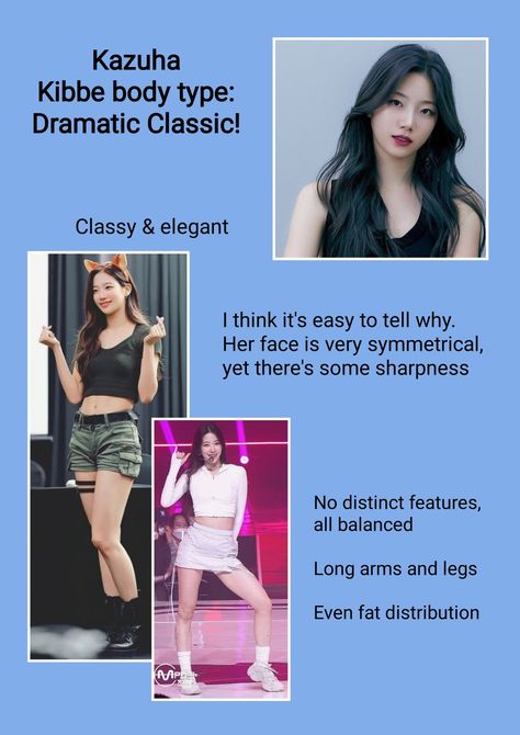 Kpop Kibbe, Dramatic Classic Body Type, Dramatic Classic Kibbe Style, Kazuha Outfit, Dramatic Classic Style Outfits, Kazuha Outfits, Dramatic Classic Kibbe, Body Dr, Classic Kibbe